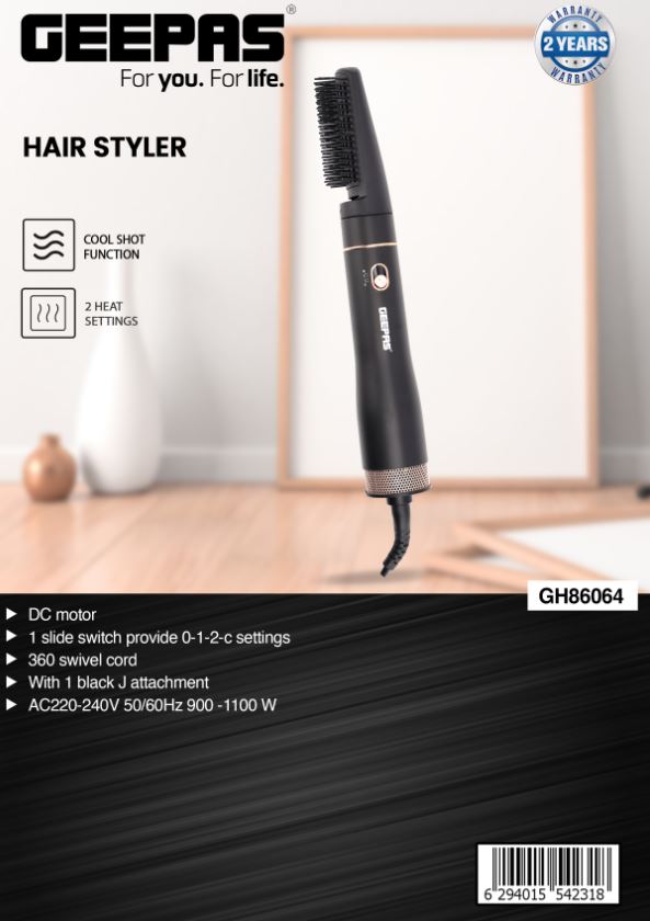 HAIR STYLER 1100W-GEEPAS-MODEL-GH86064