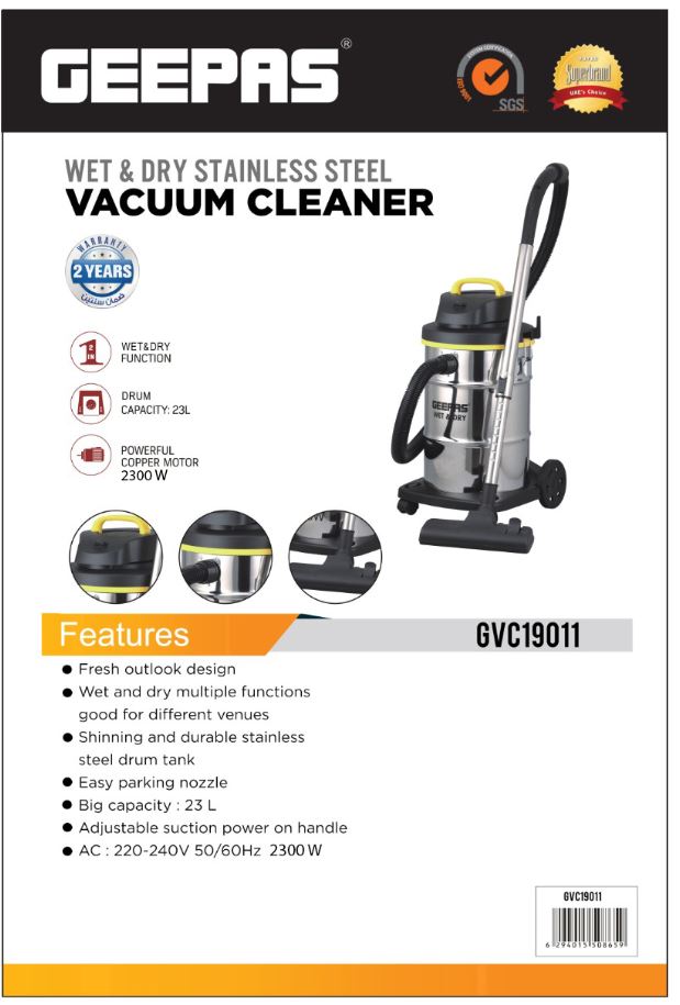 VACUUM CLEANER WET & DRY, 2300W, 23L