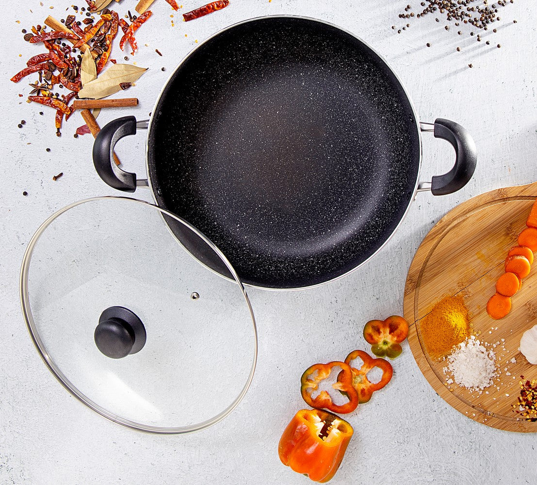 24cm Non-Stick Casserole Stock Pot with Glass Lid