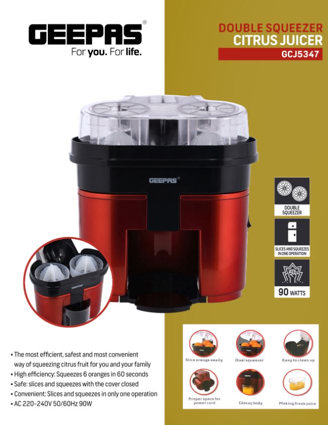 JUICE EXTRACTOR DOUBLE JUICER 90W-GEEPAS-MODEL-GCJ5347