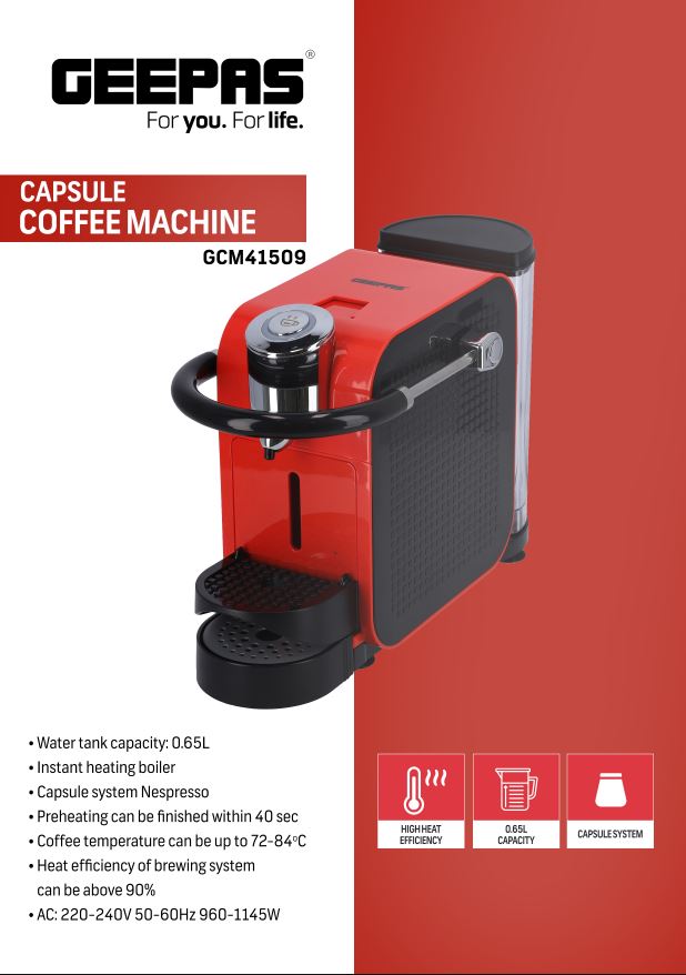 COFFEE MAKER-GEEPAS-MODEL-GCM41509